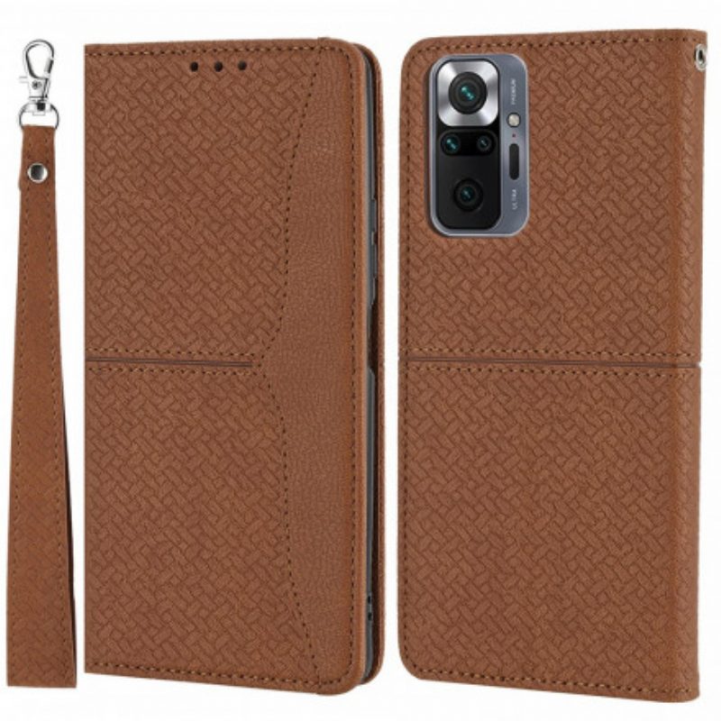 Flip Case Für Xiaomi 11T / 11T Pro Mit Kordel Riemchen-stil Aus Gewebtem Leder