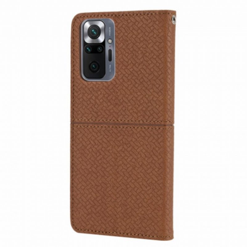 Flip Case Für Xiaomi 11T / 11T Pro Mit Kordel Riemchen-stil Aus Gewebtem Leder