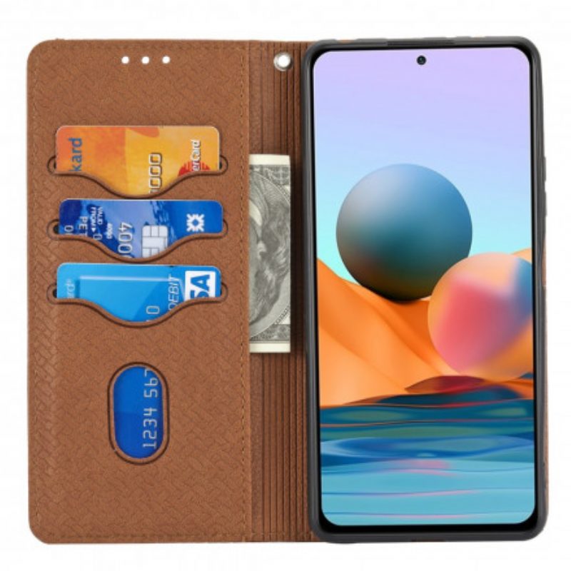 Flip Case Für Xiaomi 11T / 11T Pro Mit Kordel Riemchen-stil Aus Gewebtem Leder