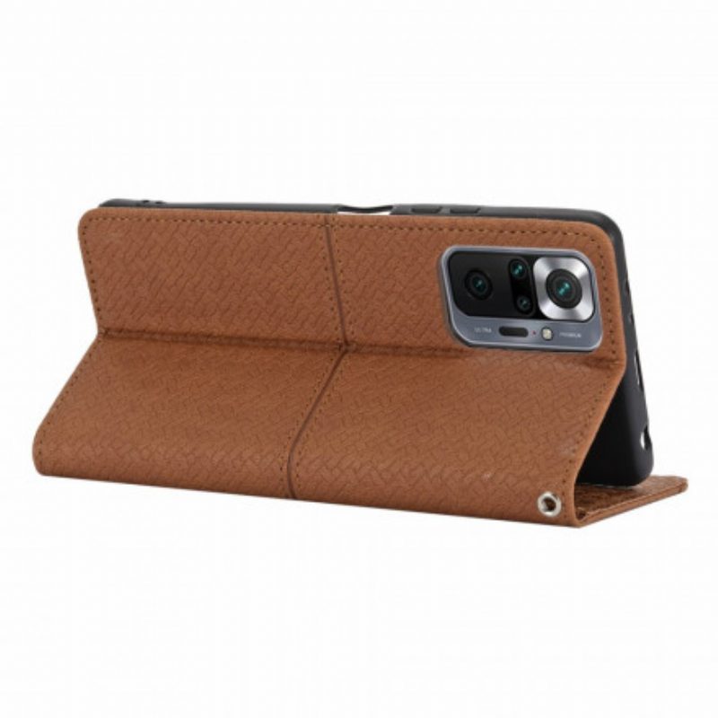 Flip Case Für Xiaomi 11T / 11T Pro Mit Kordel Riemchen-stil Aus Gewebtem Leder