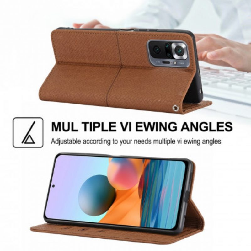 Flip Case Für Xiaomi 11T / 11T Pro Mit Kordel Riemchen-stil Aus Gewebtem Leder