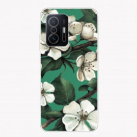 Handyhülle Für Xiaomi 11T / 11T Pro Bemalte Weiße Blumen