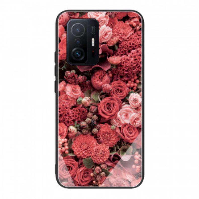 Hülle Für Xiaomi 11T / 11T Pro Rosenblüten Aus Gehärtetem Glas