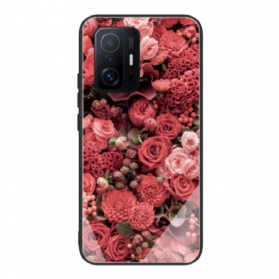 Hülle Für Xiaomi 11T / 11T Pro Rosenblüten Aus Gehärtetem Glas