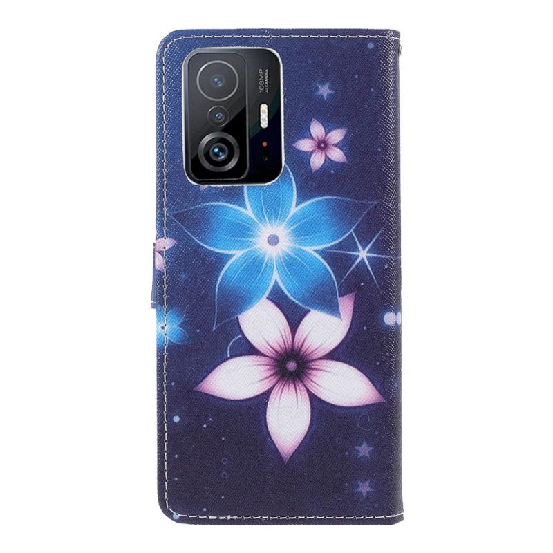 Lederhüllen Für Xiaomi 11T / 11T Pro Mit Kordel Mondriemenblumen