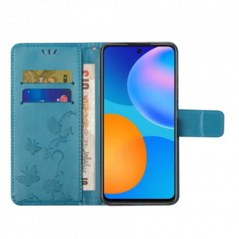 Lederhüllen Für Xiaomi 11T / 11T Pro Mit Kordel Tanga-schmetterlinge Und Blumen