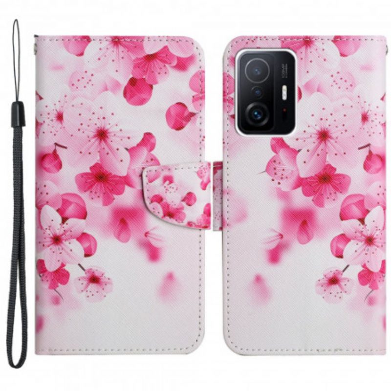 Lederhüllen Für Xiaomi 11T / 11T Pro Pinke Blumen