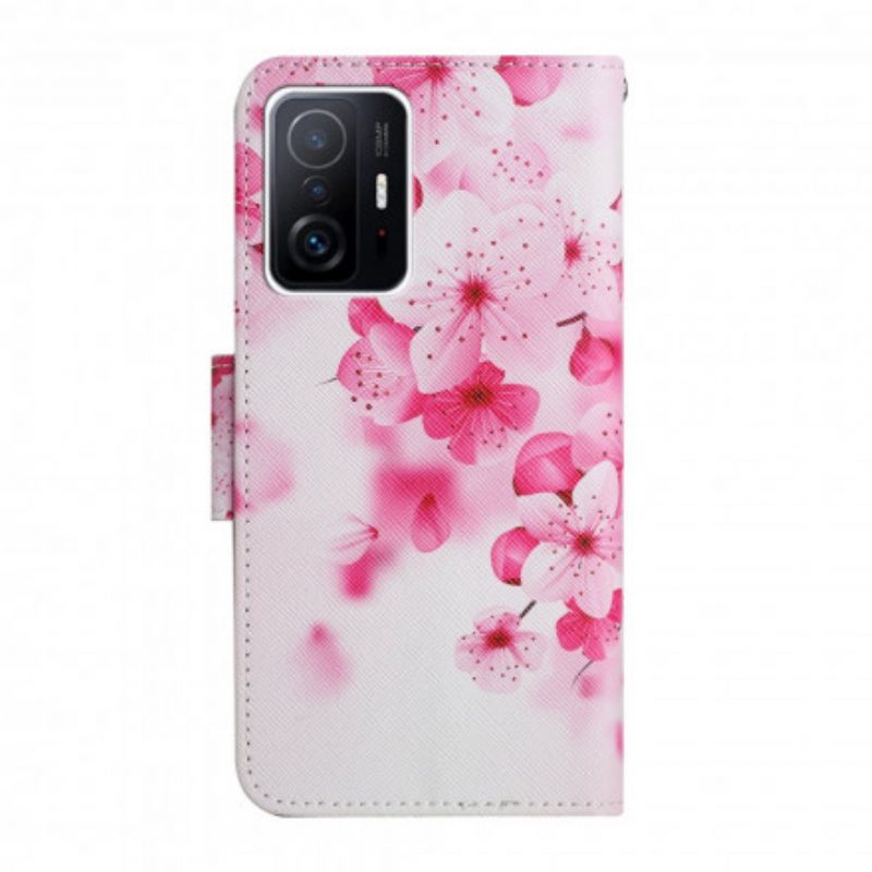 Lederhüllen Für Xiaomi 11T / 11T Pro Pinke Blumen