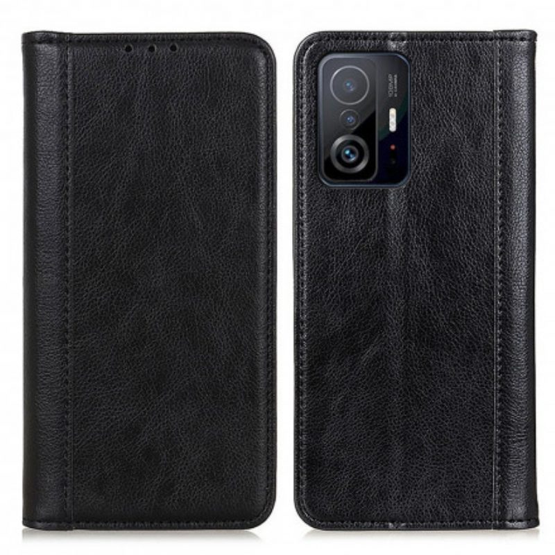 Schutzhülle Für Xiaomi 11T / 11T Pro Flip Case Eleganz Aus Gespaltenem Litschi-leder