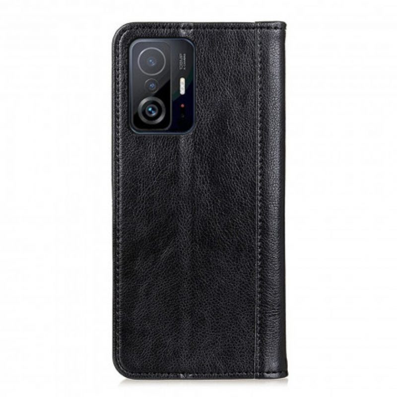 Schutzhülle Für Xiaomi 11T / 11T Pro Flip Case Eleganz Aus Gespaltenem Litschi-leder