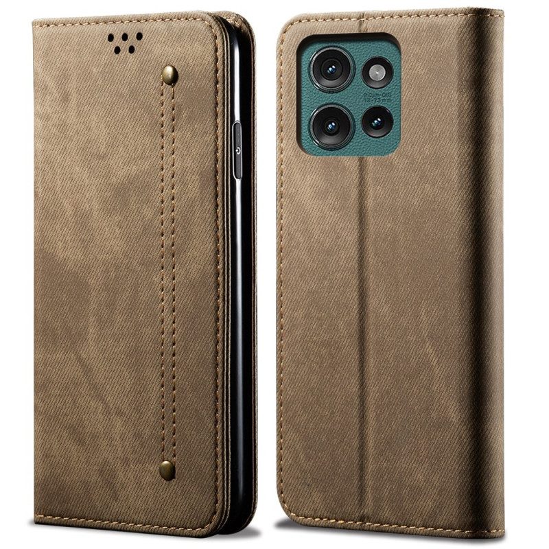 Flip Case Motorola Edge 50 Jeansstoff