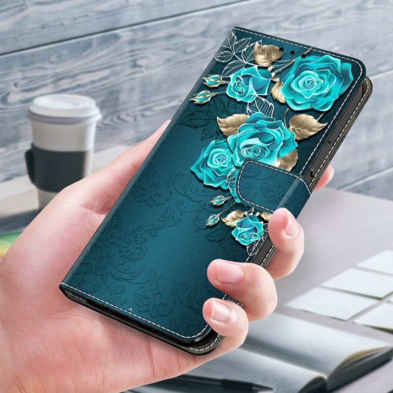 Lederhüllen Xiaomi 14 Blaue Rose