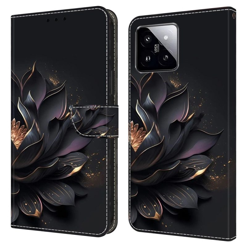 Lederhüllen Xiaomi 14 Handyhülle Lila Lotus