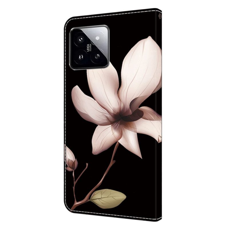 Lederhüllen Xiaomi 14 Rosa Blume