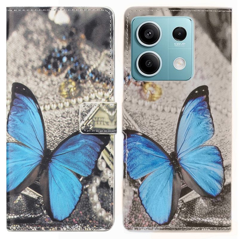 Lederhüllen Xiaomi Redmi Note 13 Pro 5g Blauer Schmetterling