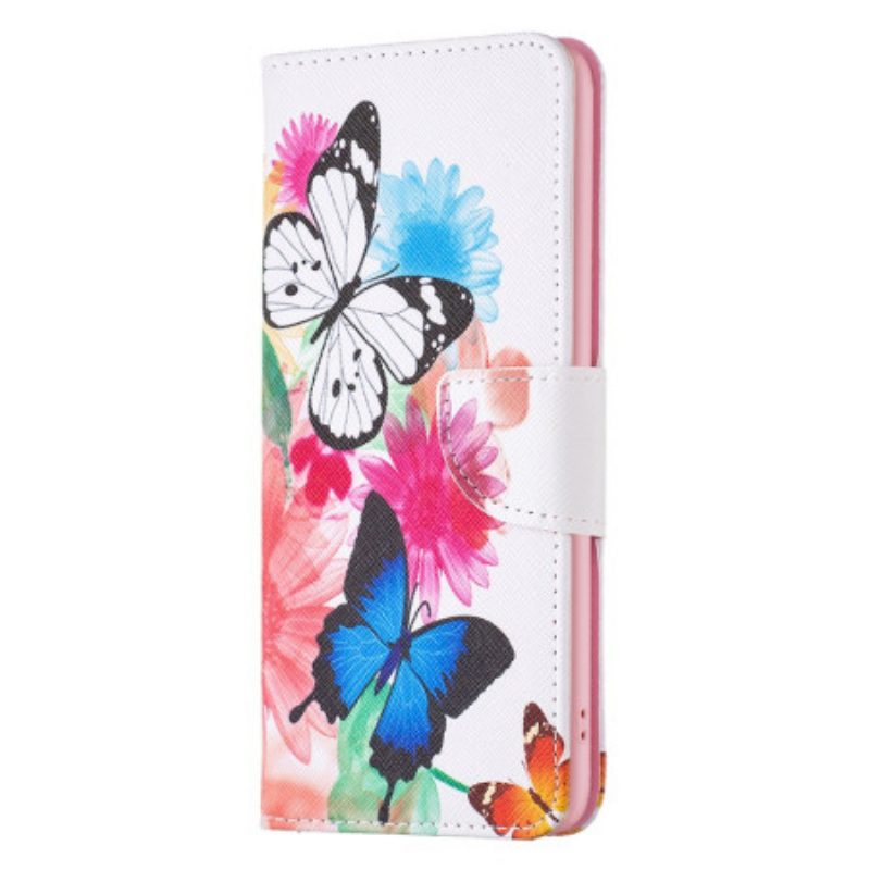 Lederhüllen Xiaomi Redmi Note 13 Pro 5g Zwei Aquarell-schmetterlinge