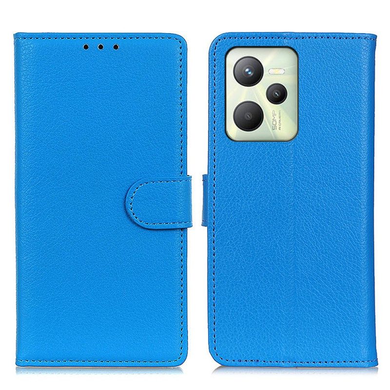 Flip Case Für Realme C35 Litschi-textur