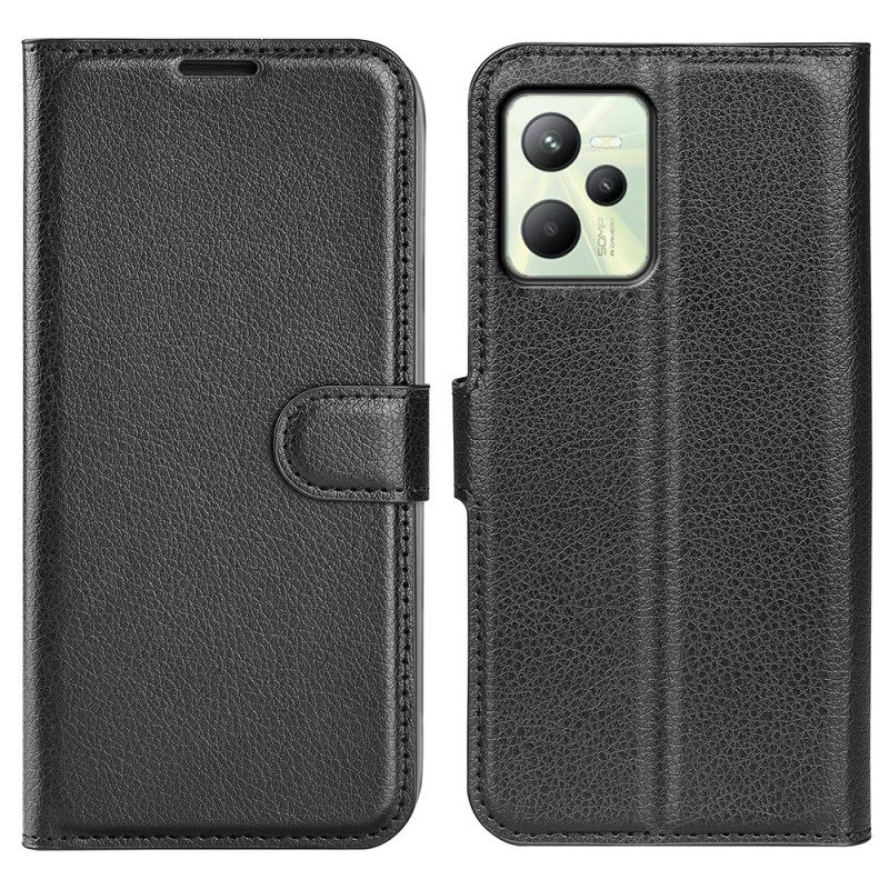 Flip Case Für Realme C35 Litschi-textur