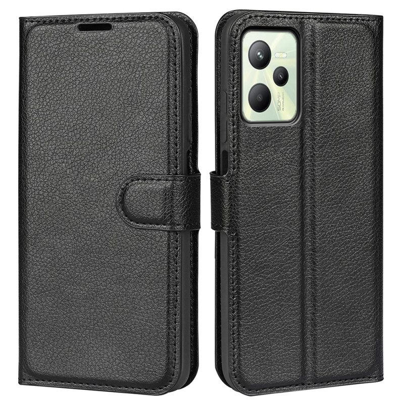 Flip Case Für Realme C35 Litschi-textur