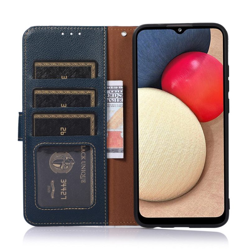 Flip Case Für Realme C35 Mit Kordel Khazneh Rfid-riemen Mit Litschi-textur