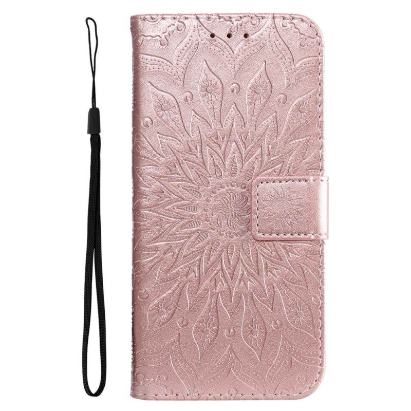 Flip Case Für Realme C35 Mit Kordel Riemchen-sonnen-mandala