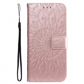 Flip Case Für Realme C35 Mit Kordel Riemchen-sonnen-mandala