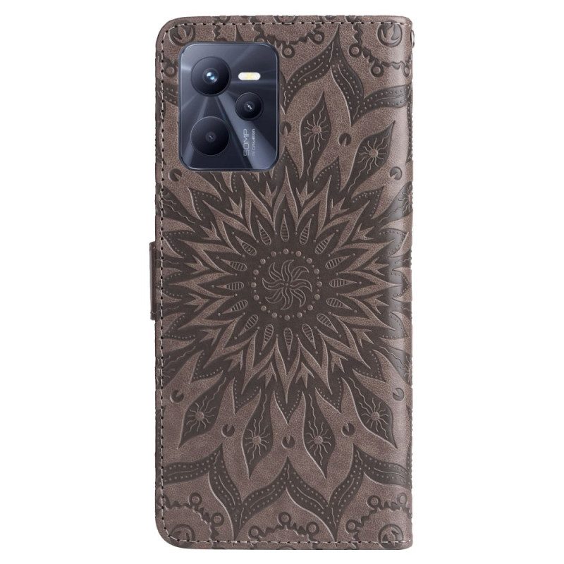 Flip Case Für Realme C35 Mit Kordel Riemchen-sonnen-mandala