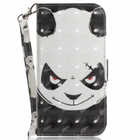 Flip Case Für Realme C35 Mit Kordel Wütender Panda Mit Schlüsselband