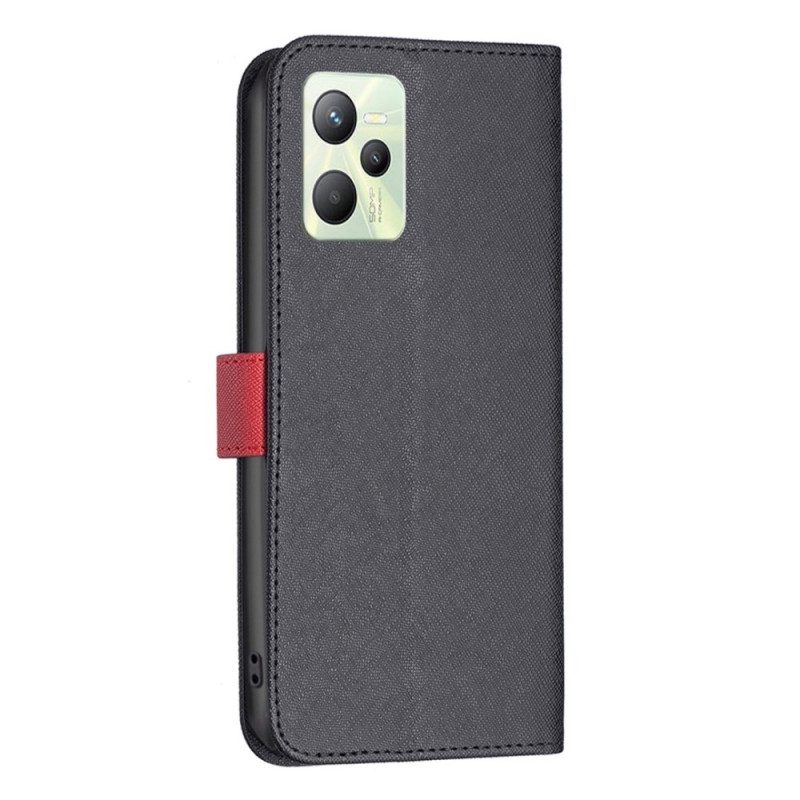 Flip Case Für Realme C35 Strukturiertes Kunstleder Binfen Color