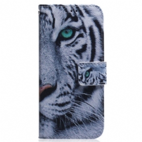 Flip Case Für Realme C35 Weißer Tiger