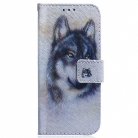 Lederhüllen Für Realme C35 Aquarell-wolf