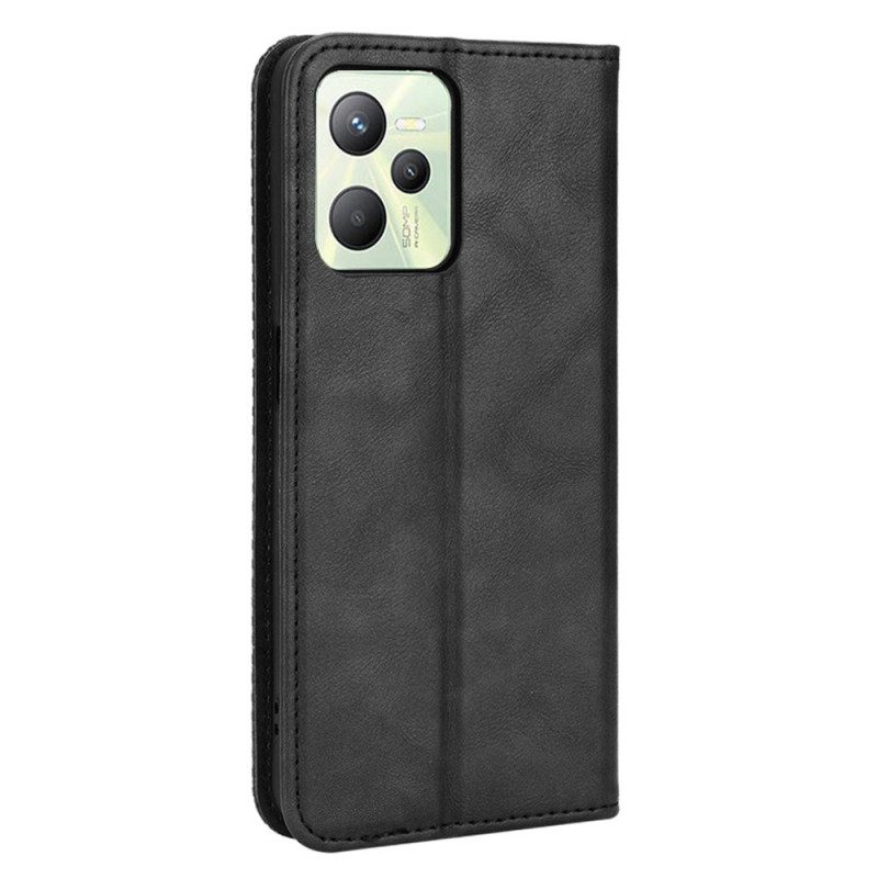 Schutzhülle Für Realme C35 Flip Case Vintage Flexibles Silikon