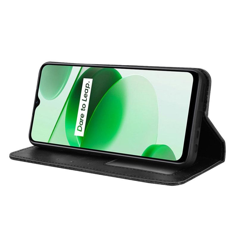 Schutzhülle Für Realme C35 Flip Case Vintage Flexibles Silikon