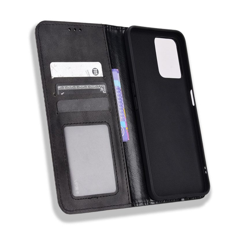 Schutzhülle Für Realme C35 Flip Case Vintage Flexibles Silikon