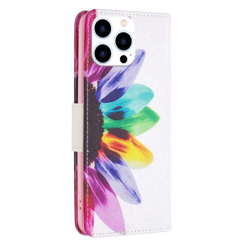 Flip Case Für iPhone 14 Pro Aquarellblume