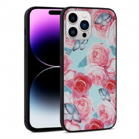 Handyhülle Für iPhone 14 Pro Kunstleder Mit Blumenmuster