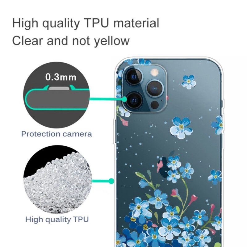 Handyhülle Für iPhone 14 Pro Nahtlose Blaue Blumen