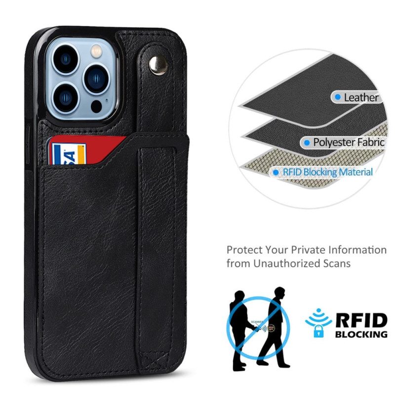 Hülle Für iPhone 14 Pro Rfid-kartenhalter Mit Riemen