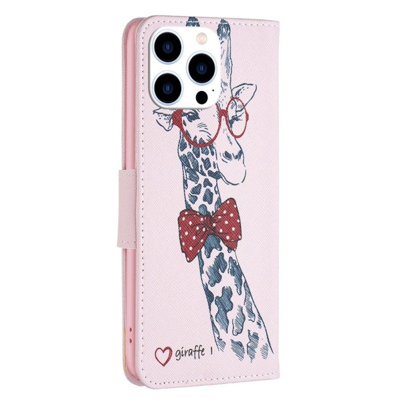 Lederhüllen Für iPhone 14 Pro Kluge Giraffe