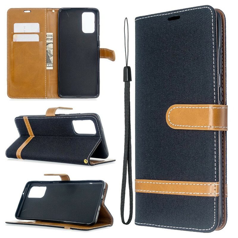 Flip Case Für Samsung Galaxy S20 Plus / S20 Plus 5G Mit Kordel Armband In Stoff- Und Lederoptik