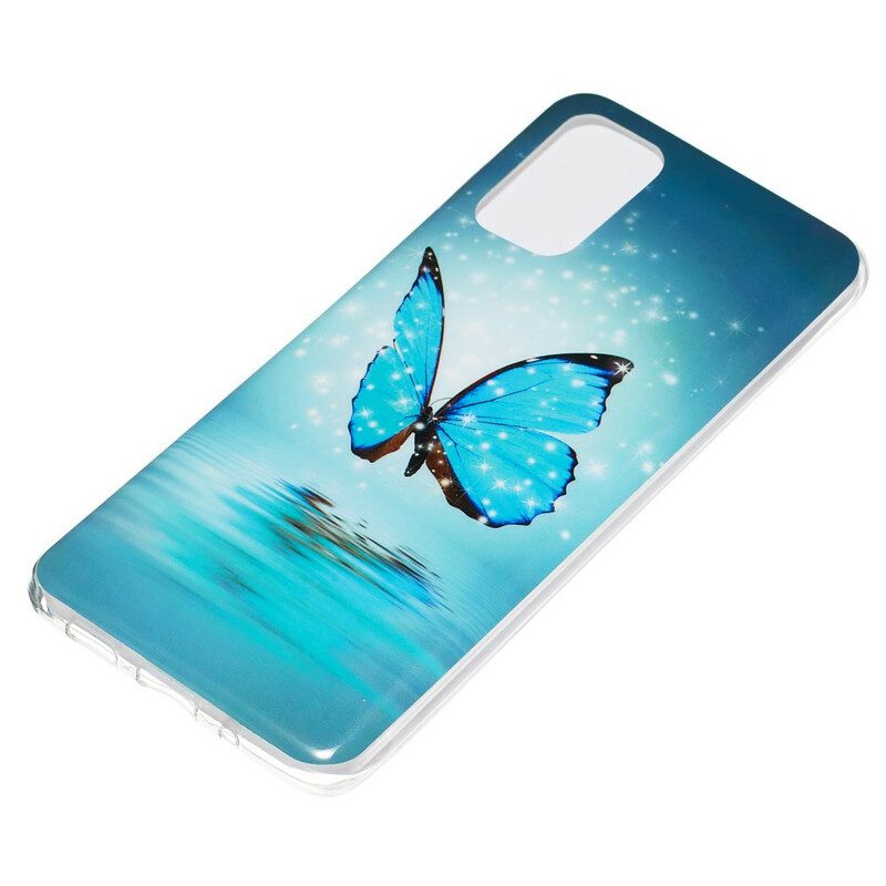 Handyhülle Für Samsung Galaxy S20 Plus / S20 Plus 5G Fluoreszierender Blauer Schmetterling