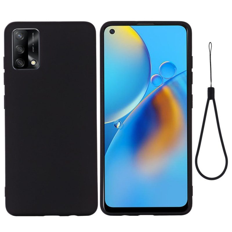 Handyhülle Für Oppo A74 4G Flüssiges Silikon Mit Lanyard