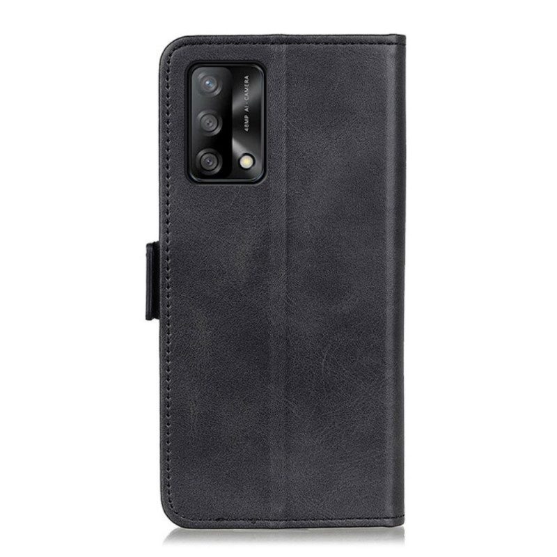 Lederhüllen Für Oppo A74 4G Flip Case Doppelte Klappe