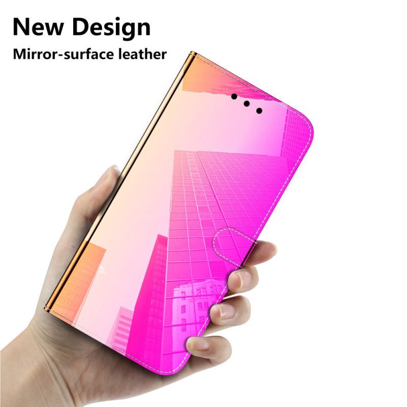 Lederhüllen Für Oppo A74 4G Spiegelabdeckung Aus Kunstleder