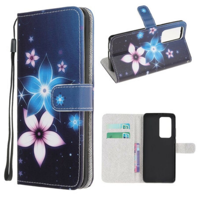 Flip Case Für Xiaomi Mi 10T / 10T Pro Mit Kordel Mondriemenblumen