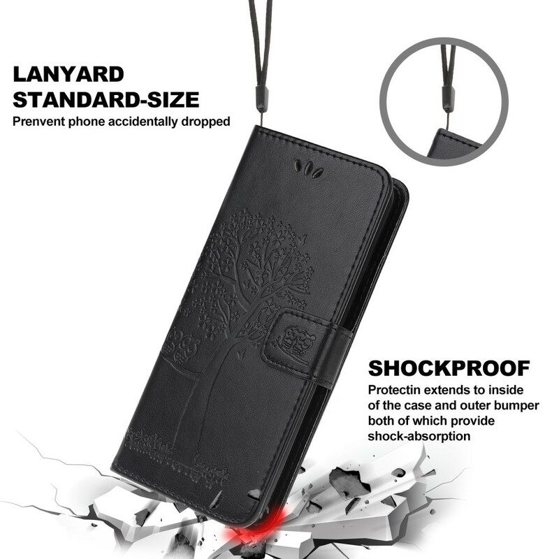 Flip Case Für Xiaomi Mi 10T / 10T Pro Mit Kordel Tangabaum Und Eulen