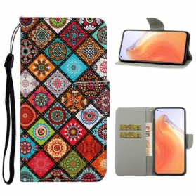 Flip Case Für Xiaomi Mi 10T / 10T Pro Patchwork-mandalas Mit Schlüsselband