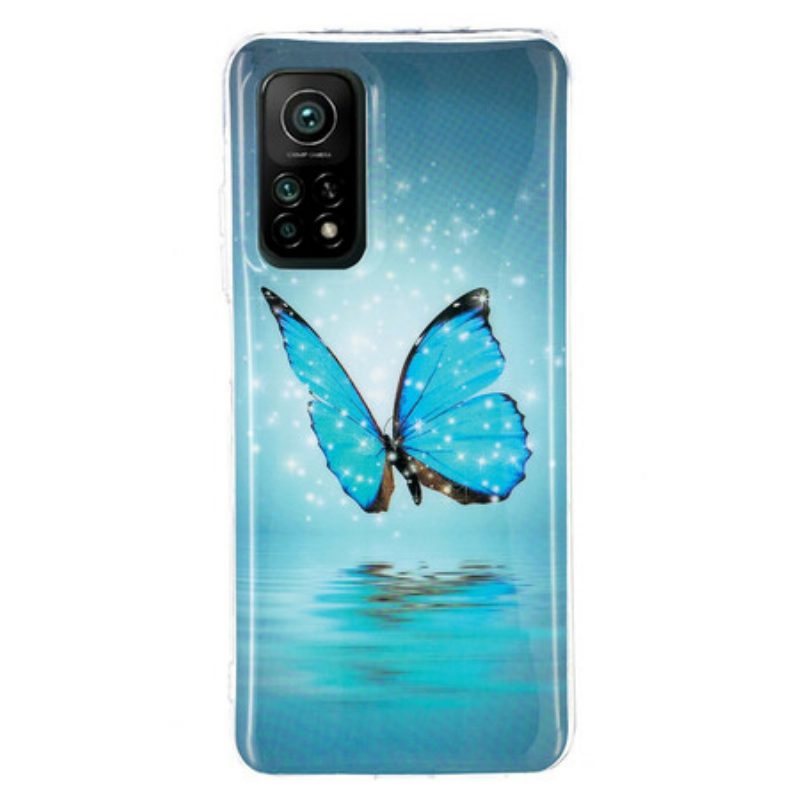 Hülle Für Xiaomi Mi 10T / 10T Pro Fluoreszierender Blauer Schmetterling