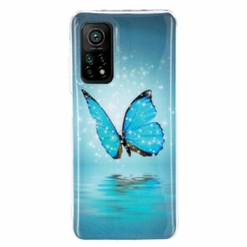 Hülle Für Xiaomi Mi 10T / 10T Pro Fluoreszierender Blauer Schmetterling