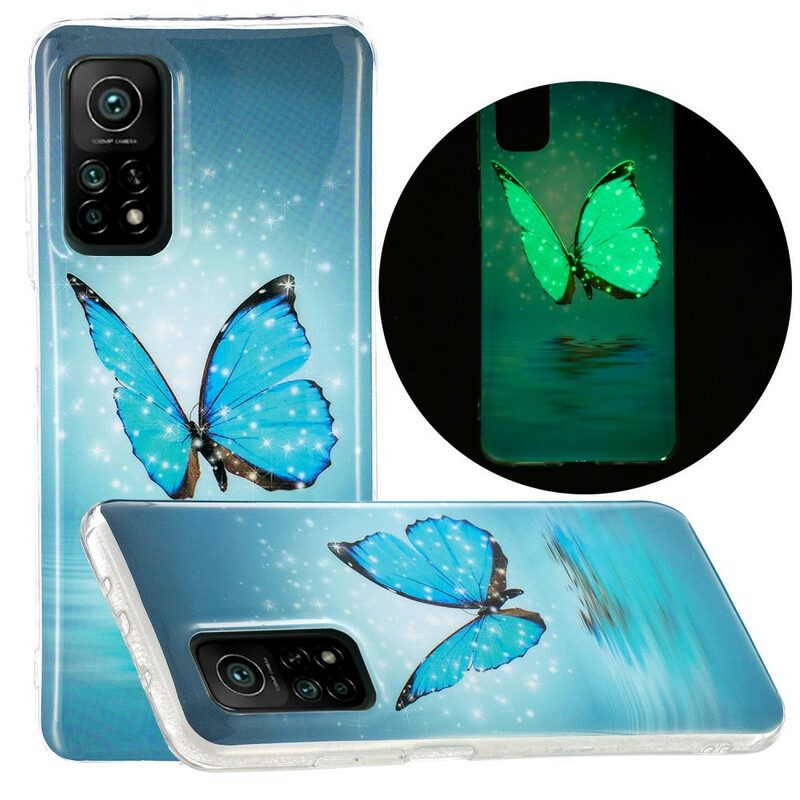 Hülle Für Xiaomi Mi 10T / 10T Pro Fluoreszierender Blauer Schmetterling